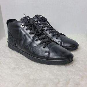 Authentic Louis Vuitton Mens Size 9 Black Leather High Top Sneakers MS 1103